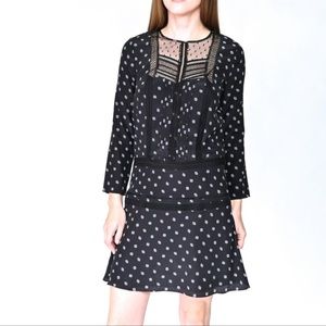 VERONICA BEARD Black Jasmine Lace Inset Silk Dress
